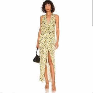 Free People Daria Halter Maxi Dress Apple Mint Printed Combo NWT